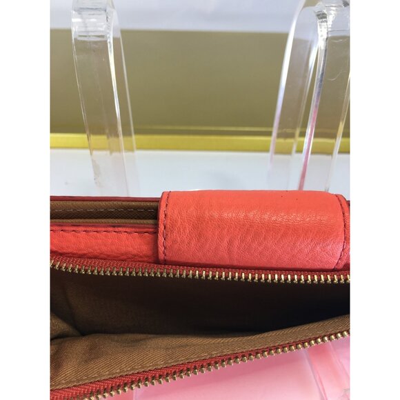 Fossil Women's Emma Tab RFID Clutch Wallet Leather Coral Orange - Picture 6 of 12